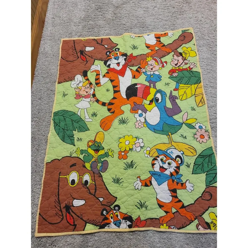 Vintage Tony the Tiger Kids Quilt Blanket Kellogg’s Characters Retro Cartoon
